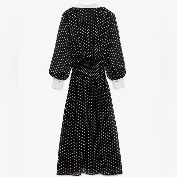 Elegant Black and White Polka Dot Dress - Picture 8 of 11